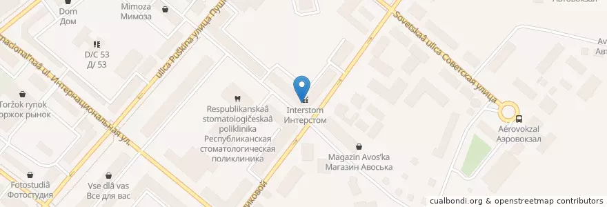 Mapa de ubicacion de Интерстом en ロシア, 北西連邦管区, コミ共和国, スィクティフカル管区.