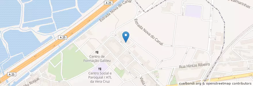 Mapa de ubicacion de Barrocas Quiroprática en پرتغال, Aveiro, Centro, Baixo Vouga, Aveiro, Glória E Vera Cruz.