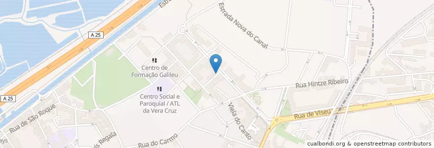 Mapa de ubicacion de Dom Café en 葡萄牙, Aveiro, Centro, Baixo Vouga, Aveiro, Glória E Vera Cruz.