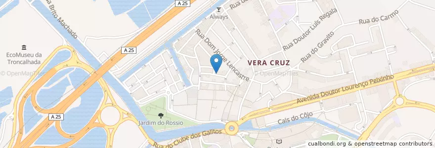 Mapa de ubicacion de Adega Típica São Gonçalinho en 葡萄牙, Aveiro, Centro, Baixo Vouga, Aveiro, Glória E Vera Cruz.