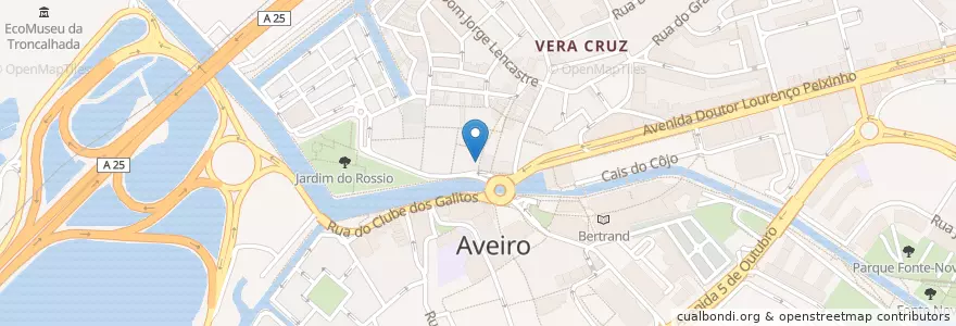 Mapa de ubicacion de Clube dos Galitos en Portugal, Aveiro, Centro, Baixo Vouga, Aveiro, Glória E Vera Cruz.