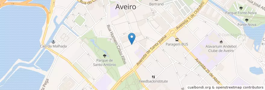 Mapa de ubicacion de Tribunal Fiscal e Administrativo de Aveiro en 포르투갈, Aveiro, Centro, Baixo Vouga, Aveiro, Glória E Vera Cruz.
