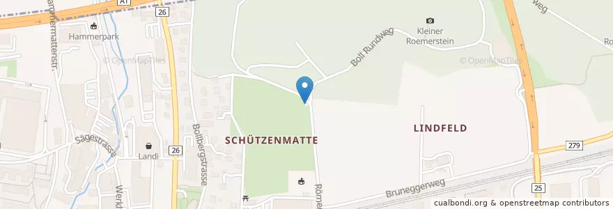 Mapa de ubicacion de Kadettenbrunnen en Switzerland, Aargau, Bezirk Lenzburg, Lenzburg.