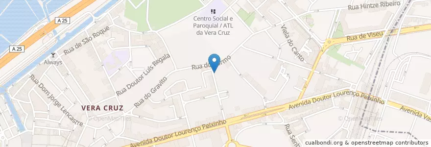 Mapa de ubicacion de Igreja Evangélica de Aveiro en البرتغال, آويرو, الوسطى, فوغا السفلى, آويرو, Glória E Vera Cruz.