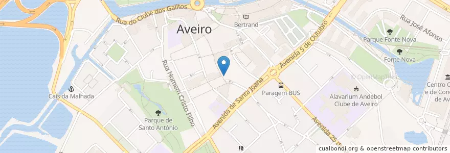 Mapa de ubicacion de Farmácia Moderna en Португалия, Aveiro, Центральный Регион, Baixo Vouga, Aveiro, Glória E Vera Cruz.