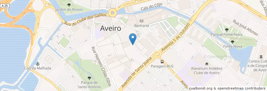 Mapa de ubicacion de Juiz de Instrução Criminal e DIAP en ポルトガル, Aveiro, Centro, Baixo Vouga, Aveiro, Glória E Vera Cruz.
