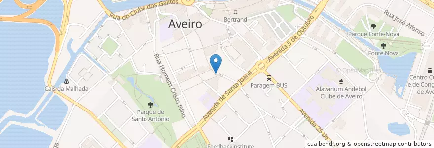 Mapa de ubicacion de Praça Marques do Pombal en Portugal, Aveiro, Centre, Baixo Vouga, Aveiro, Glória E Vera Cruz.