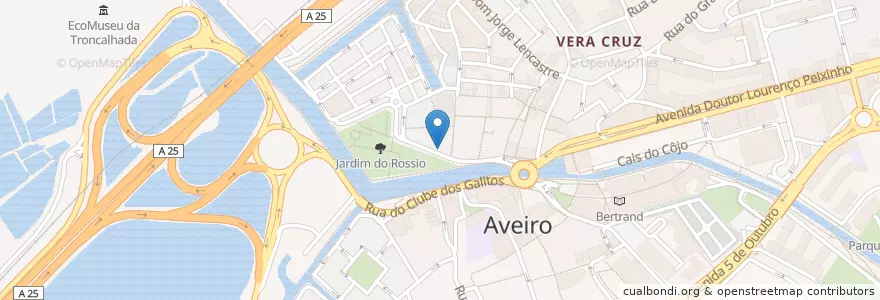 Mapa de ubicacion de Jardins do Rossio en Португалия, Aveiro, Центральный Регион, Baixo Vouga, Aveiro, Glória E Vera Cruz.