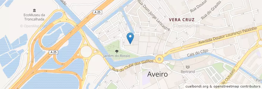 Mapa de ubicacion de Bar Omega en البرتغال, آويرو, الوسطى, فوغا السفلى, آويرو, Glória E Vera Cruz.