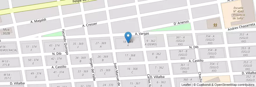 Mapa de ubicacion de 18 - 368 A en 아르헨티나, Salta, Capital, Municipio De Salta, Salta.