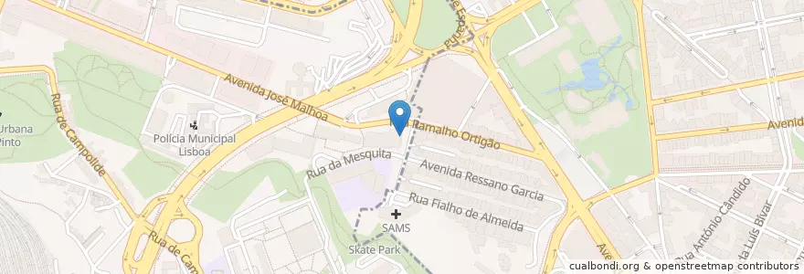 Mapa de ubicacion de Cantina da Mesquita en Portugal, Área Metropolitana De Lisboa, Lisbon, Grande Lisboa, Lisbon, Campolide, Avenidas Novas.