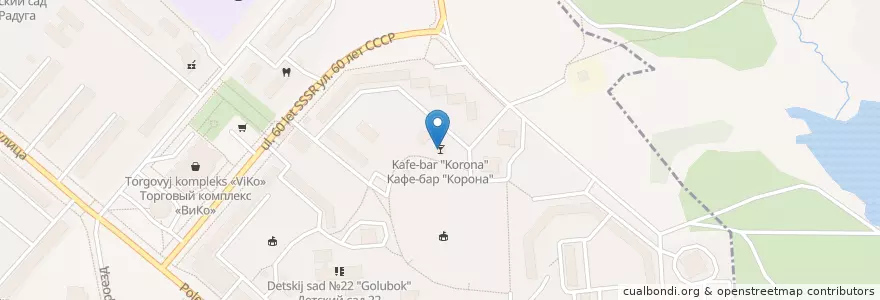 Mapa de ubicacion de Кафе-бар "Корона" en 俄罗斯/俄羅斯, Центральный Федеральный Округ, 莫斯科州, Городской Округ Щёлково.