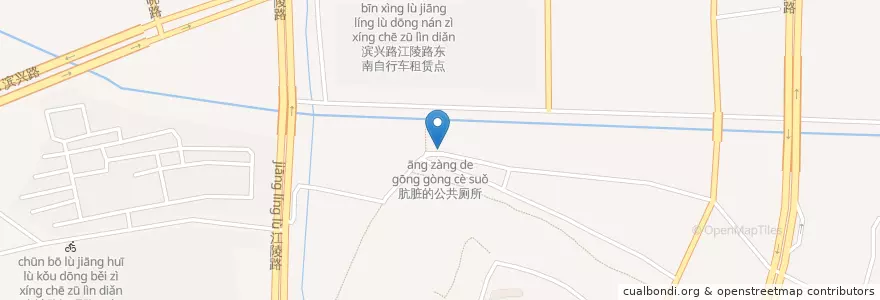 Mapa de ubicacion de 肮脏的公共厕所 en China, Zhejiang, Hangzhou City, Binjiang District, 西兴街道.