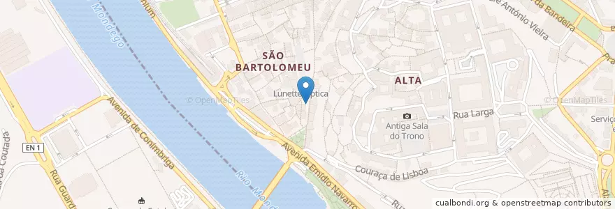 Mapa de ubicacion de A Brasileira en Portugal, Centre, Baixo Mondego, Coïmbre, Coïmbre, Sé Nova, Santa Cruz, Almedina E São Bartolomeu.