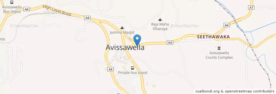 Mapa de ubicacion de B O C Avissawella en ශ්‍රී ලංකාව இலங்கை, බස්නාහිර පළාත, කොළඹ දිස්ත්‍රික්කය.