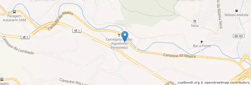 Mapa de ubicacion de Moinho Velho en Португалия, Machico, Machico.