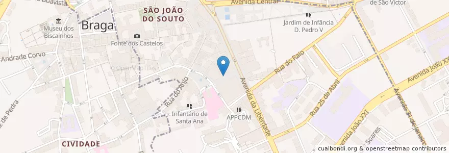 Mapa de ubicacion de Oboé en پرتغال, Norte, Braga, Cávado, Braga, São José De São Lázaro E São João Do Souto.