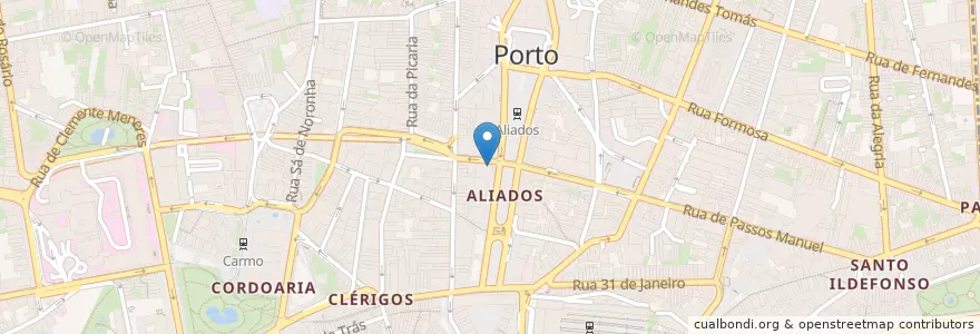 Mapa de ubicacion de Guarany Café-Restaurante en 포르투갈, 노르트 지방, Área Metropolitana Do Porto, 포르투, Porto, Cedofeita, Santo Ildefonso, Sé, Miragaia, São Nicolau E Vitória.