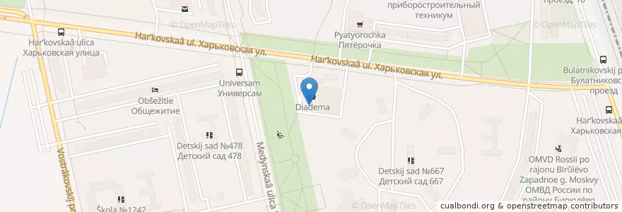 Mapa de ubicacion de Авангард en 러시아, Центральный Федеральный Округ, Москва, Южный Административный Округ, Район Бирюлёво Западное.
