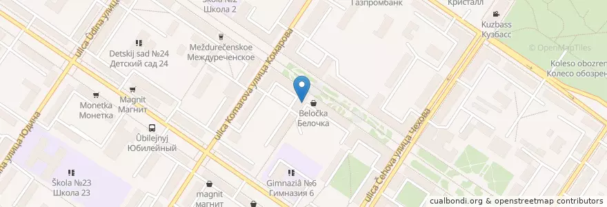 Mapa de ubicacion de CoffeeStory en Rusland, Federaal District Siberië, Кемеровская Область, Междуреченский Городской Округ.