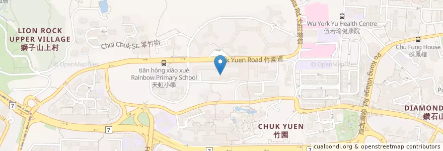 Mapa de ubicacion de 竹園郵政局 Chuk Yuen Post Office en Chine, Guangdong, Hong Kong, Kowloon, Nouveaux Territoires, 黃大仙區 Wong Tai Sin District.