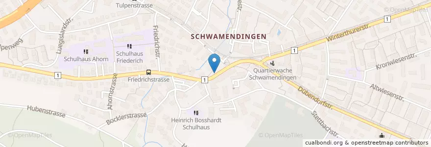 Mapa de ubicacion de Schwamendingerplatz / Hotel Hirschen en スイス, チューリッヒ, Bezirk Zürich, Zürich.