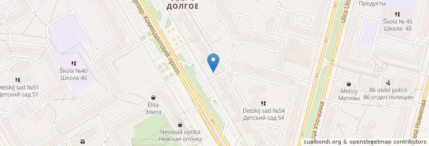 Mapa de ubicacion de Озерки en Russie, District Fédéral Du Nord-Ouest, Oblast De Léningrad, Saint-Pétersbourg, Приморский Район, Округ Озеро Долгое.