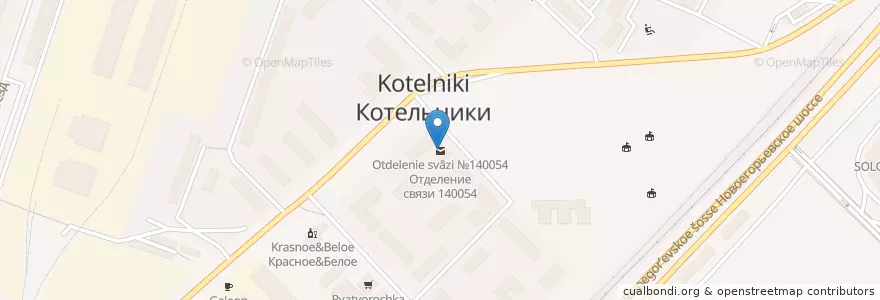 Mapa de ubicacion de Отделение связи №140054 en Rusland, Centraal Federaal District, Oblast Moskou, Городской Округ Котельники.
