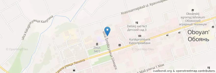 Mapa de ubicacion de городское поселение Обоянь en Rusland, Centraal Federaal District, Oblast Koersk, Обоянский Район, Городское Поселение Обоянь.