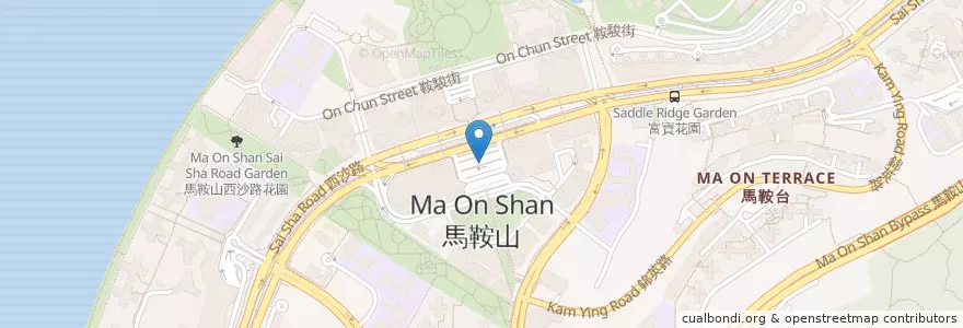 Mapa de ubicacion de 馬鞍山市中心 Ma On Shan Town Centre en China, Hong Kong, Provincia De Cantón, Nuevos Territorios, 沙田區 Sha Tin District.