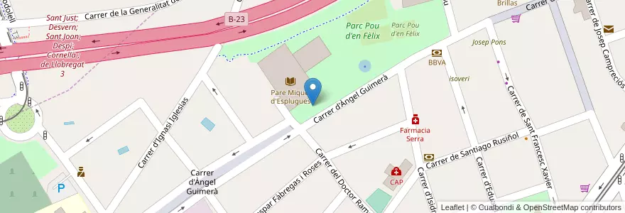 Mapa de ubicacion de 181 Biblioteca Central Pare Miquel en スペイン, カタルーニャ州, Barcelona, Baix Llobregat, Esplugues De Llobregat.