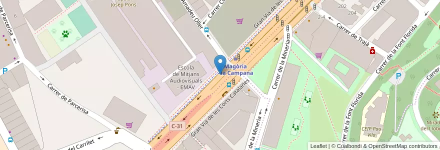 Mapa de ubicacion de 181 - Gran Via 180 en اسپانیا, Catalunya, Barcelona, Barcelonès, Barcelona.