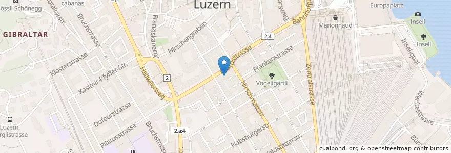 Mapa de ubicacion de Moderne en Suíça, Luzern, Luzern.