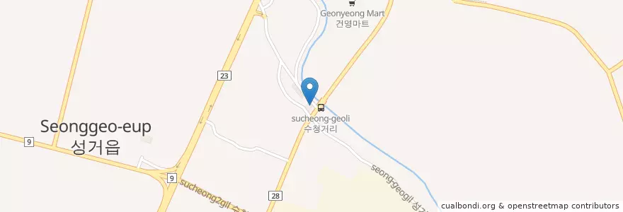 Mapa de ubicacion de 남원골추어탕 en 韩国/南韓, 忠清南道, 天安市, 西北區, 성거읍.