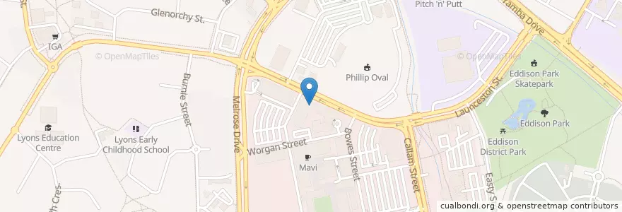 Mapa de ubicacion de Sirius Cafe en استرالیا, New South Wales, Australian Capital Territory, District Of Woden Valley.