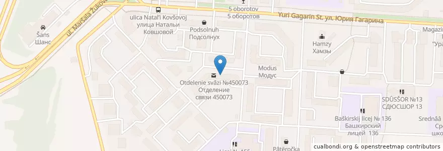 Mapa de ubicacion de Аптека 36.6 en Rusia, Приволжский Федеральный Округ, Bashkortostán, Городской Округ Уфа.