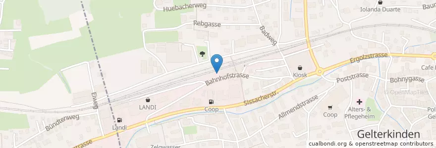 Mapa de ubicacion de Bahnhof Parking en スイス, Basel-Landschaft, Bezirk Sissach, Gelterkinden.