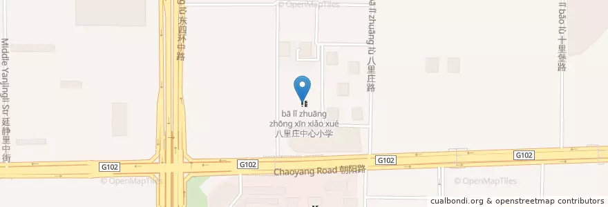 Mapa de ubicacion de 八里庄中心小学 en Çin, Pekin, Hebei, 朝阳区 / Chaoyang.