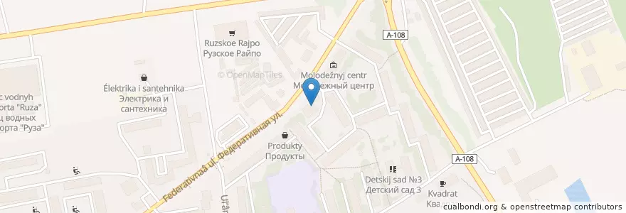 Mapa de ubicacion de АО "Банк Финсервис" en 俄罗斯/俄羅斯, Центральный Федеральный Округ, 莫斯科州, Рузский Городской Округ.