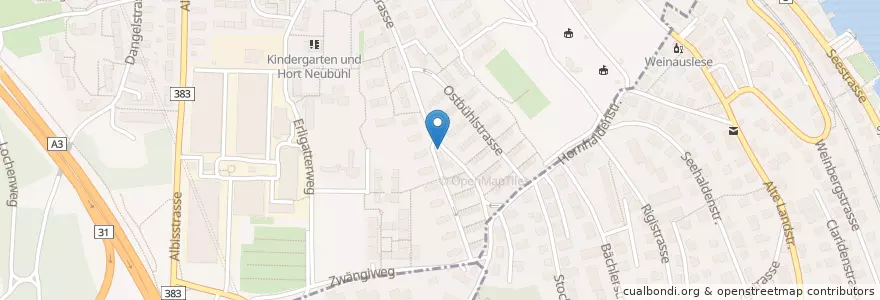 Mapa de ubicacion de Brunnen mit separater Steinfigur en 瑞士, 蘇黎世, Bezirk Horgen, Bezirk Zürich, Zürich.