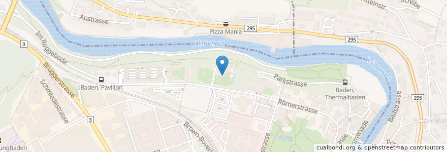 Mapa de ubicacion de Veranda-Café en Schweiz/Suisse/Svizzera/Svizra, Aargau, Bezirk Baden, Baden.