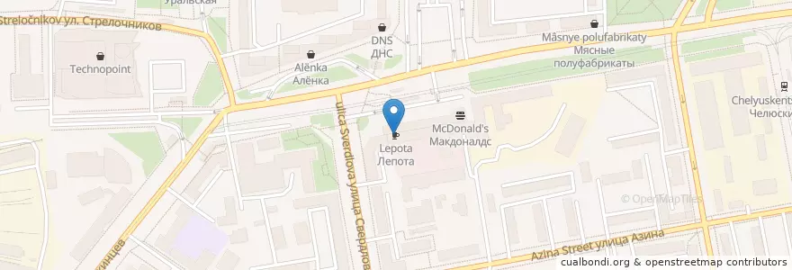 Mapa de ubicacion de Лепота en Россия, Уральский Федеральный Округ, Свердловская Область, Городской Округ Екатеринбург.