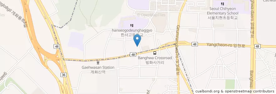 Mapa de ubicacion de 뉴강서성심병원 (New Kangseosungsim Hospital) en Korea Selatan, 서울, 강서구, 방화3동, 방화1동.