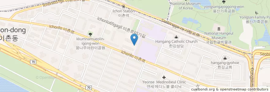 Mapa de ubicacion de 서울이촌동우체국 en Zuid-Korea, Seoel, 용산구, 이촌1동.