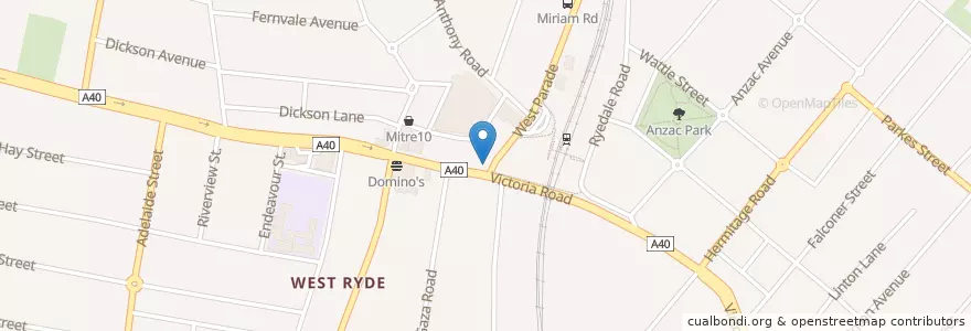 Mapa de ubicacion de West Ryde Discount Drug Store en Australia, New South Wales, Sydney, Council Of The City Of Ryde.