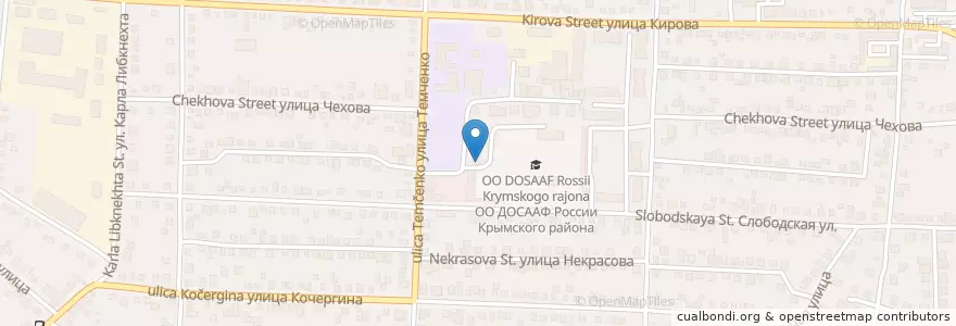 Mapa de ubicacion de Крымск 353387 en Russland, Föderationskreis Südrussland, Region Krasnodar, Rajon Krymsk, Крымское Городское Поселение.