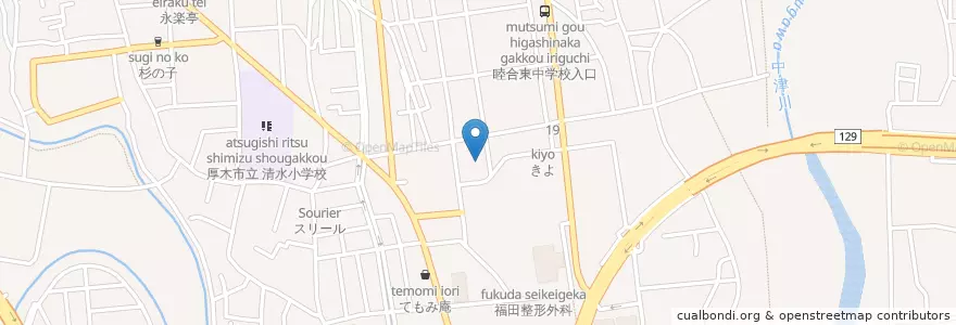 Mapa de ubicacion de クリエイト 厚木妻田店 en 日本, 神奈川県, 厚木市.