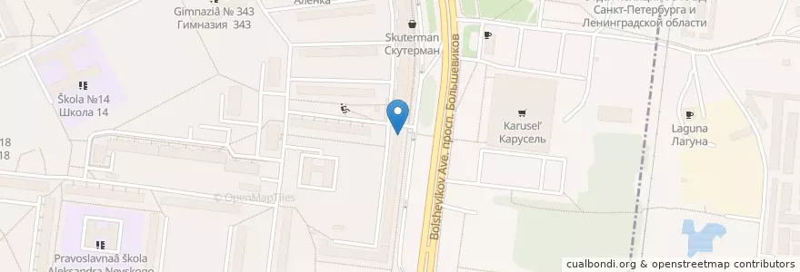 Mapa de ubicacion de Радуга en Russland, Föderationskreis Nordwest, Oblast Leningrad, Sankt Petersburg, Невский Район, Округ № 54.