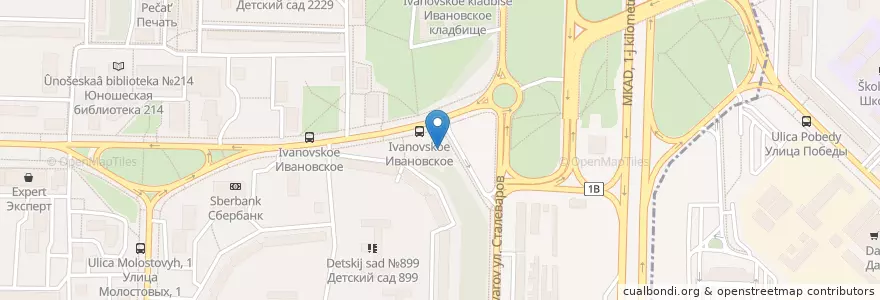 Mapa de ubicacion de Кафе-столовая "Уголок" en Rusland, Centraal Federaal District, Moskou, Восточный Административный Округ, Район Ивановское.
