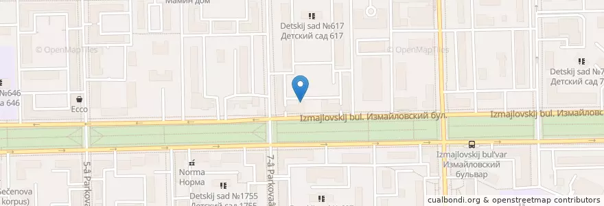 Mapa de ubicacion de Аптечный пункт en Russia, Central Federal District, Moscow, Eastern Administrative Okrug, Izmaylovo District.